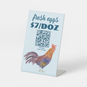 Signe De Table SCAN POUR PAYER Œufs à vendre QR Aquarelle Poulet