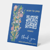 Signe De Table SCAN POUR PAYER QR Fleuriste Fleurs peintes à la m (Recto)