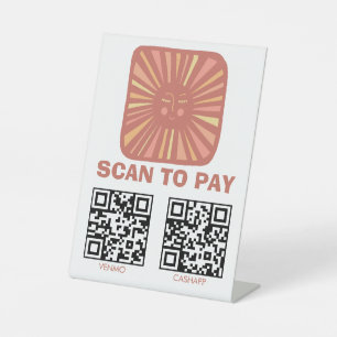Signe De Table SCAN POUR PAYER QR Soleil Brillant Rose Mignon Cha