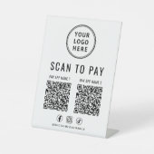 Signe De Table Scan to Pay 2 QR Codes Business Logo (Recto)