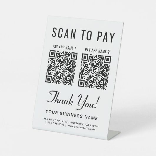 Signe De Table Scan to Pay 2 QR Codes Tabletop (Recto)