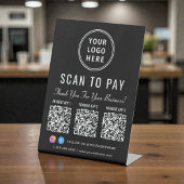 Signe De Table Scan to Pay 3 QR Codes Business Logo