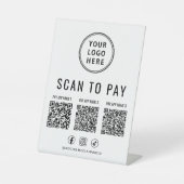 Signe De Table Scan to Pay 3 QR Codes Business Logo Social Media (Recto)