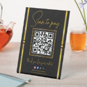 Signe De Table Scan to Pay Black & Gold Logo Payment QR Codes (In SItu)