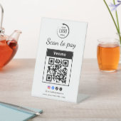 Signe De Table Scan To Pay Business Logo Qr Code (In SItu)