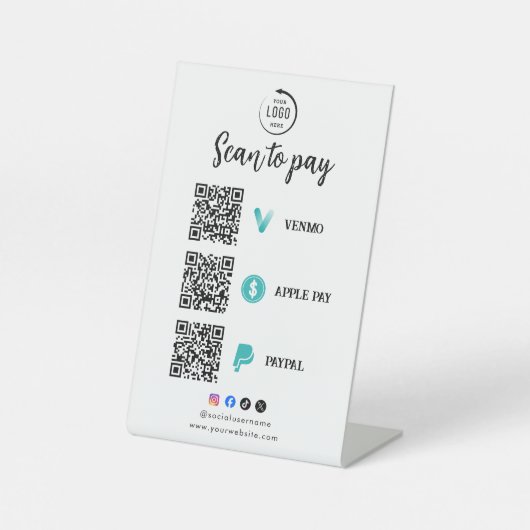 Signe De Table Scan To Pay Business Logo Qr Code (Recto)
