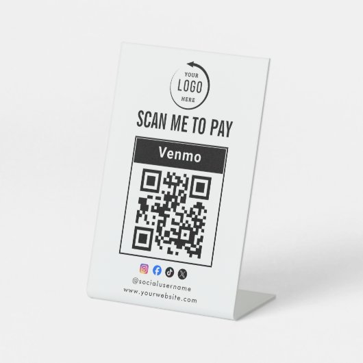 Signe De Table Scan To Pay Business Logo Qr Code (Recto)