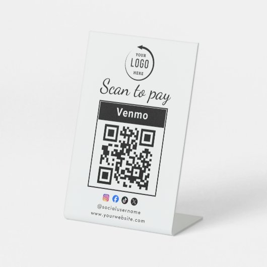 Signe De Table Scan To Pay Business Logo Qr Code (Recto)