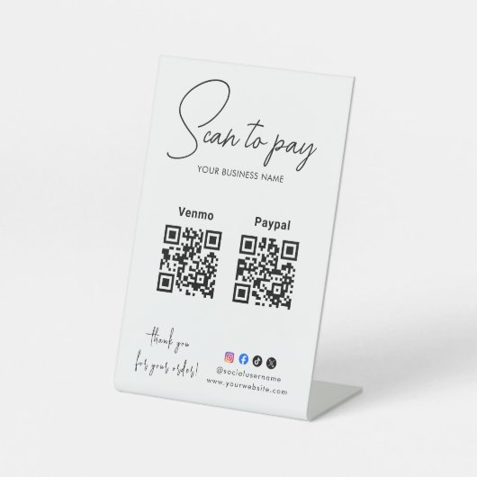 Signe De Table Scan To Pay Business Logo Qr Code (Recto)