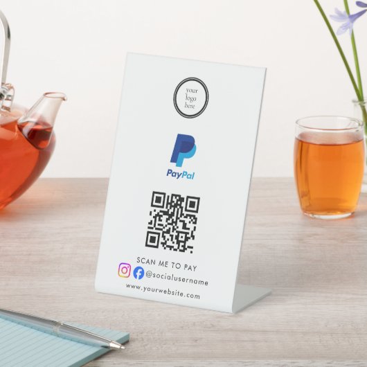Signe De Table Scan To Pay Business Logo Qr Code (In SItu)
