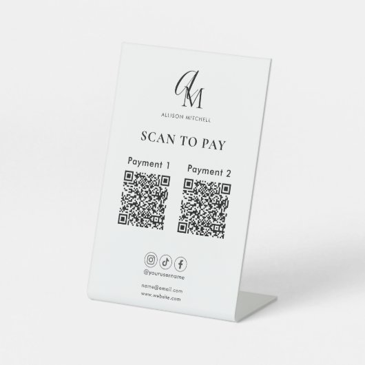 Signe De Table Scan To Pay Business Qr Code Script Monogram (Recto)