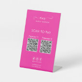 Signe De Table Scan To Pay Business Qr Code Vibrant Pink (Recto)
