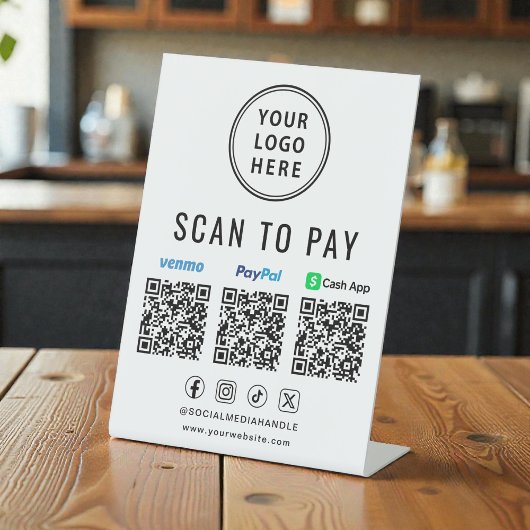 Signe De Table Scan to Pay Paypal Venmo CashApp QR Codes Logo
