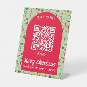 Signe De Table Scan to Pay QR Caprice Doodle Noël Personnalisé