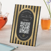 Signe De Table Scan To Pay QR Code Black & Gold Salon Shop (In SItu)