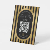 Signe De Table Scan To Pay QR Code Black & Gold Salon Shop (Recto)
