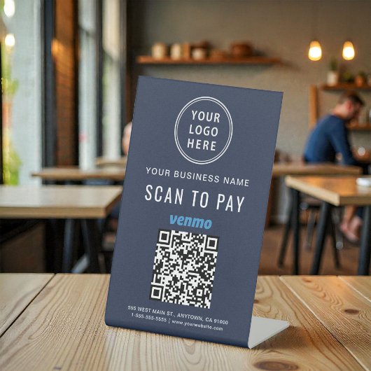 Signe De Table Scan to Pay Venmo QR Code Logo Blue