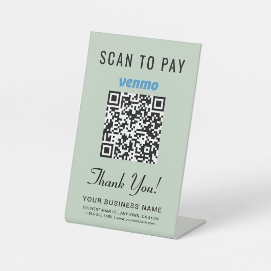Signe De Table Scan to Pay Venmo QR Code Sage Green (Recto)