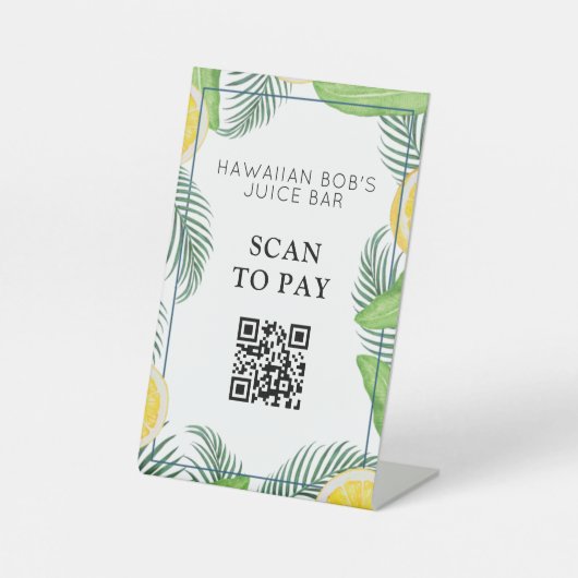 Signe De Table Scanner de code QR Feuille Tropical pour payer le (Recto)