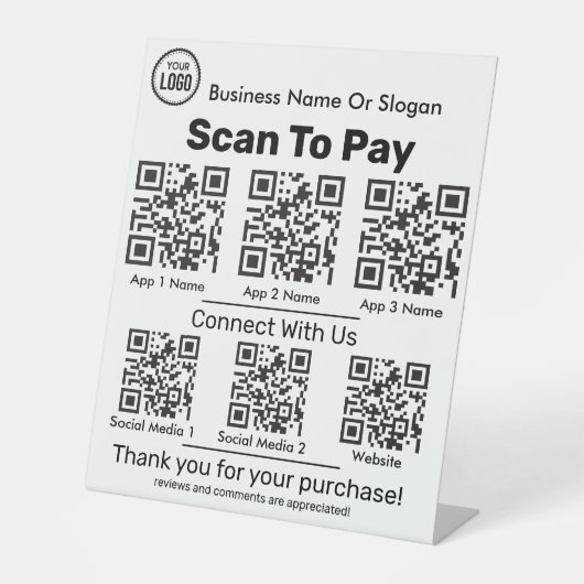 Signe De Table Scanner De Code QR Pour Les Applications De Paieme (Recto)