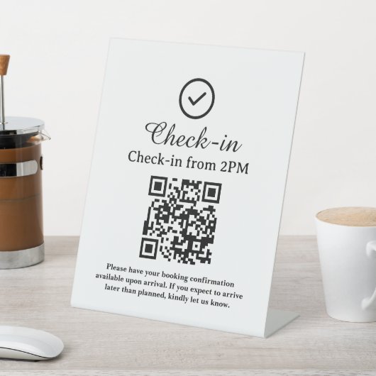 Signe De Table Scanner le code QR d'enregistrement à l'hôtel (In SItu)