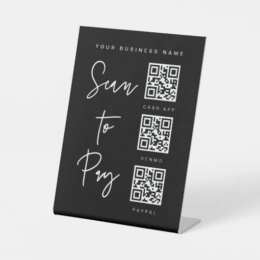Signe De Table Scanner le code QR Minimal Bar Valet Mariage (Recto)