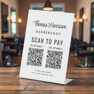 Signe De Table Scanner pour payer 2 codes QR de l'entreprise sur
