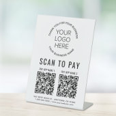 Signe De Table Scanner pour payer 2 codes QR Logo d'entreprise