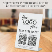 Signe De Table Scanner pour payer 2 codes QR Logo d'entreprise