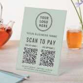 Signe De Table Scanner pour Payer 2 Codes QR Logo d'entreprise Sa (In SItu)