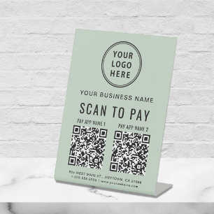Signe De Table Scanner pour Payer 2 Codes QR Logo d'entreprise Sa