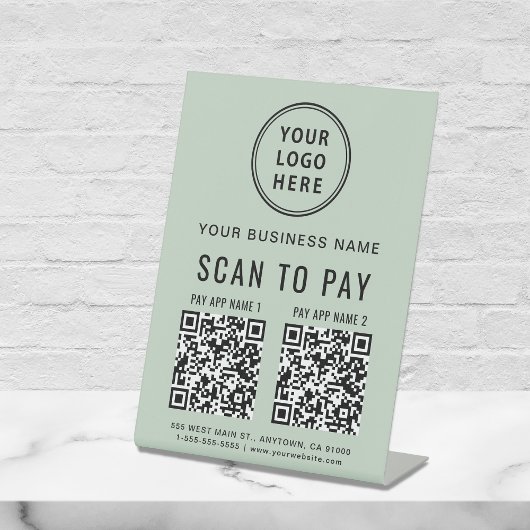 Signe De Table Scanner pour Payer 2 Codes QR Logo d'entreprise Sa