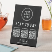 Signe De Table Scanner pour payer 3 codes QR Logo d'entreprise Ré (In SItu)