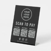Signe De Table Scanner pour payer 3 codes QR Logo d'entreprise Ré (Recto)