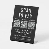 Signe De Table Scanner pour payer 3 codes QR Tablette noir (Recto)