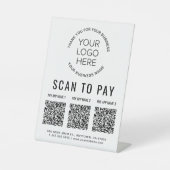 Signe De Table Scanner pour payer 3 Logo d'entreprise de codes QR (Recto)