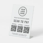 Signe De Table Scanner pour payer 3 Logo d'entreprise de codes QR (Recto)
