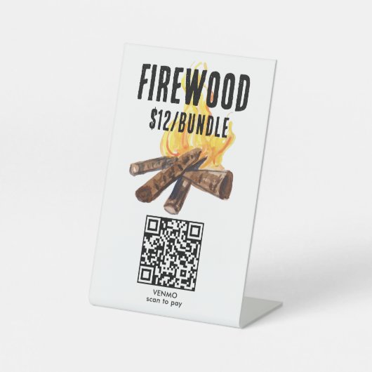 Signe De Table SCANNER POUR PAYER Bois de chauffage à vendre QR C (Recto)