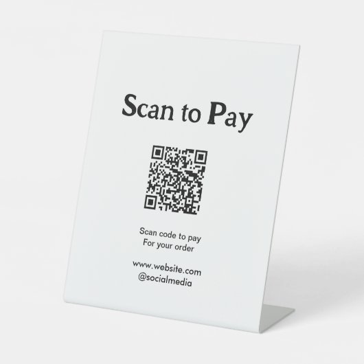Signe De Table Scanner pour payer la commande QR code ajouter un (Recto)