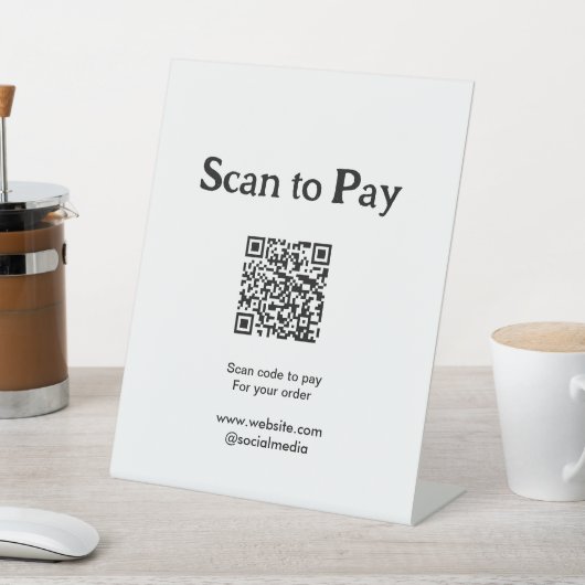 Signe De Table Scanner pour payer la commande QR code ajouter un (In SItu)