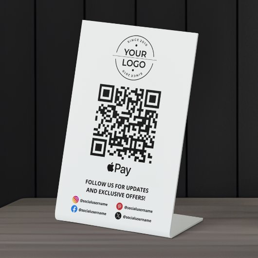 Signe De Table Scanner pour payer le code QR Apple Pay
