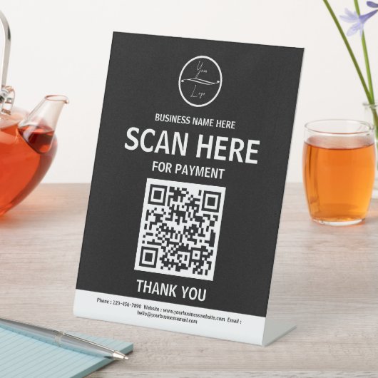 Signe De Table Scanner pour payer le code QR Business Tablett Sig (In SItu)