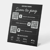 Signe De Table Scanner pour payer le code QR Cash App, Venmo, Pay (Recto)