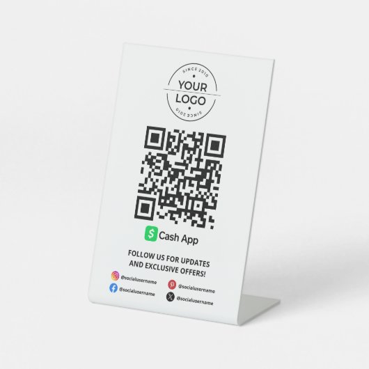 Signe De Table Scanner pour payer le code QR de Cash App (Recto)