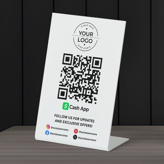 Signe De Table Scanner pour payer le code QR de Cash App