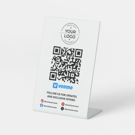 Signe De Table Scanner pour payer le code QR Venmo (Recto)