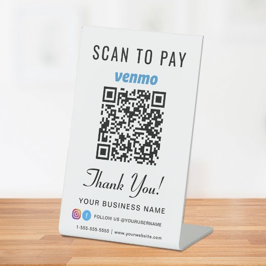 Signe De Table Scanner pour payer le code QR Venmo