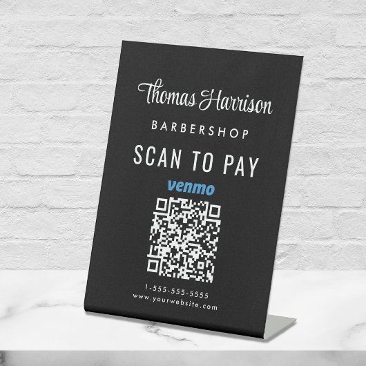 Signe De Table Scanner pour payer le code QR Venmo de l'entrepris