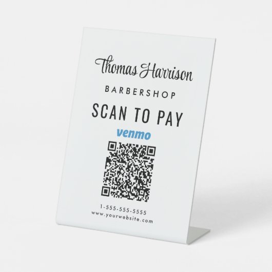 Signe De Table Scanner pour payer le code QR Venmo pour présentoi (Recto)
