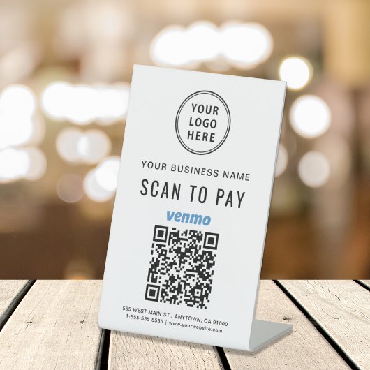 Signe De Table Scanner pour payer le logo du code QR Venmo